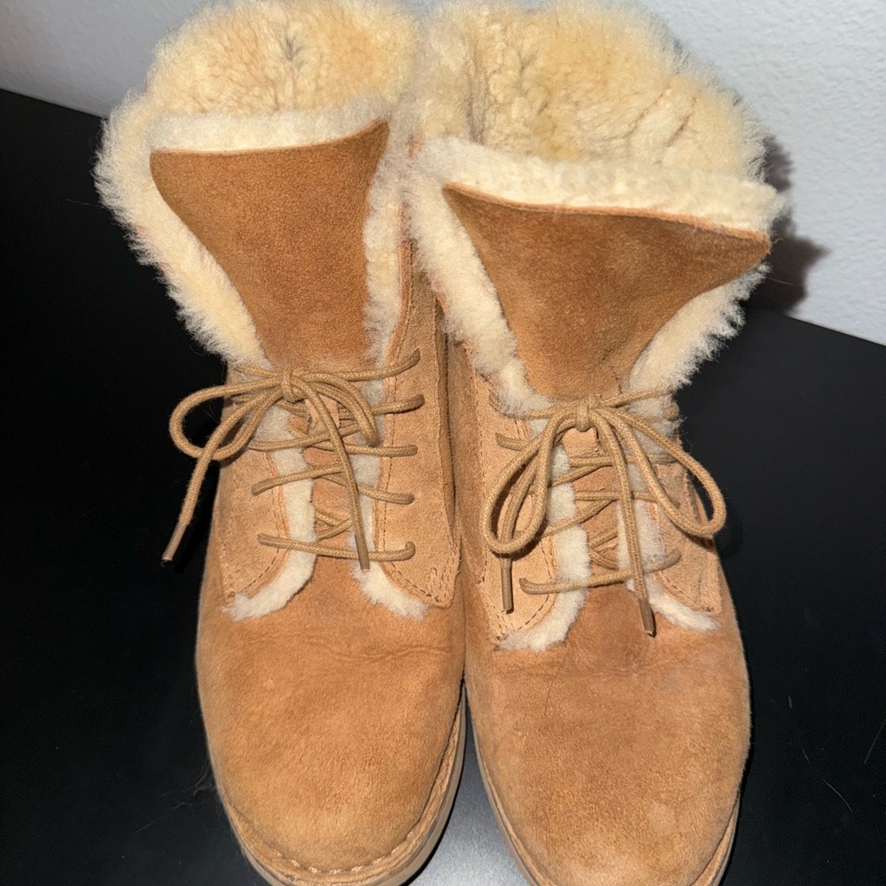 Women's Tan Lace-Up UGG Boots